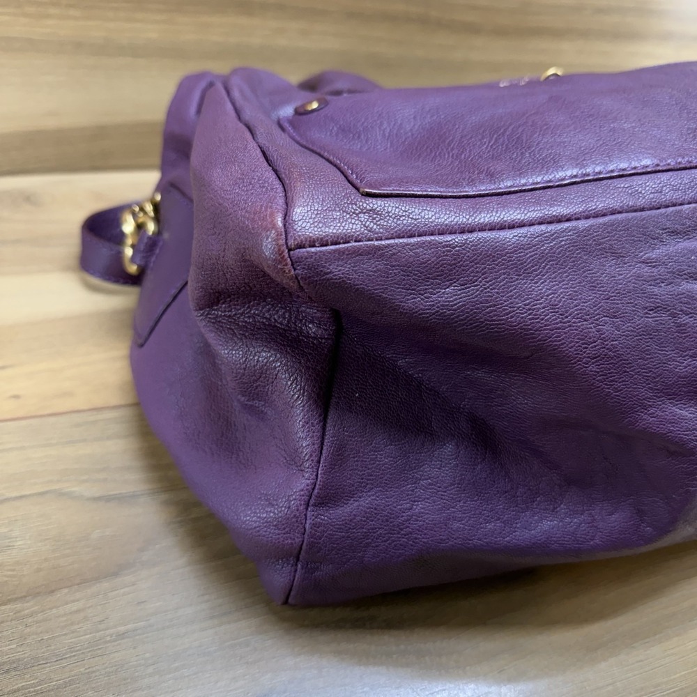 Marc By Marc Jacobs Preppy Pearl Satchel Large Purple Leather Crossbody Zip Y2K - Picture 6 of 10